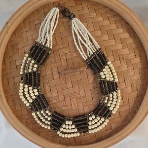 Chic Multi-Strand Necklace In Bronze and Cream